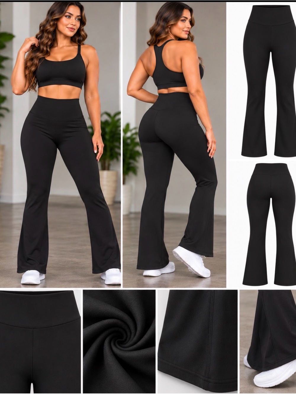 High-Waist Black Flare Yoga Pants